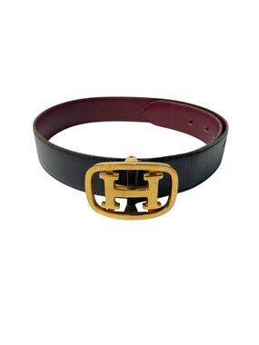 Hermes Belt Logo Buckle Vintage Leather